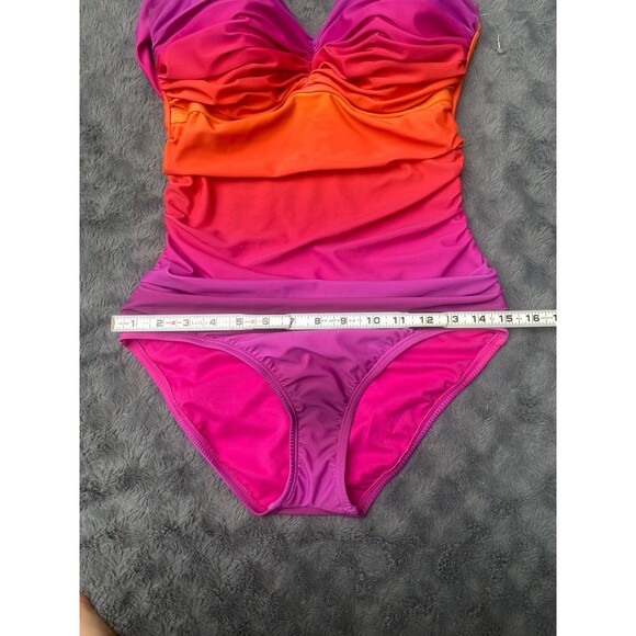 NWT Bleu Rod Beattie Ombre Shirred One Piece Swimsuit Size 8 Underwire Resort - Picture 15 of 16
